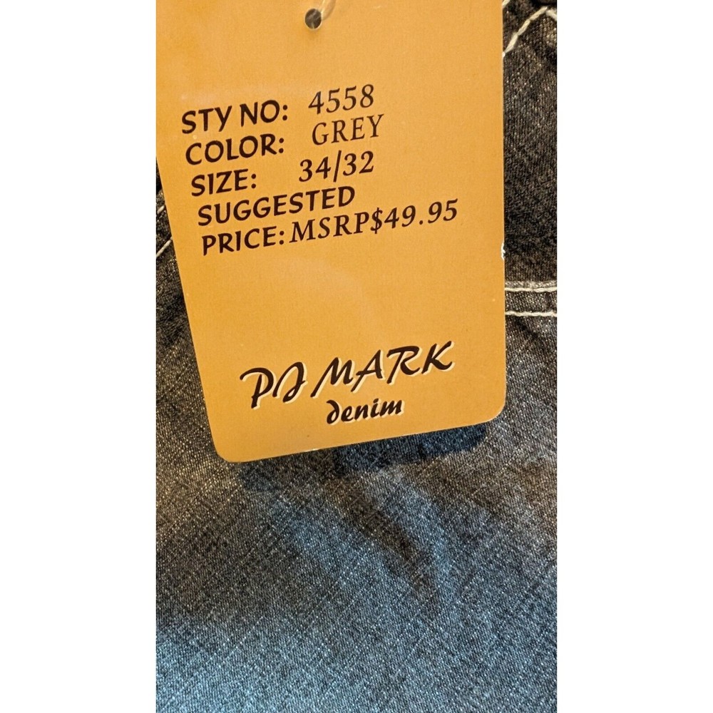 Vintage Y2K PJ MARK Men's Gray Denim Jeans 34/32 Baggy Wide Leg Cholo Skater - Picture 7 of 12